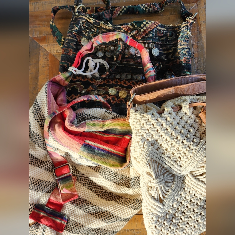 3 boho style bags